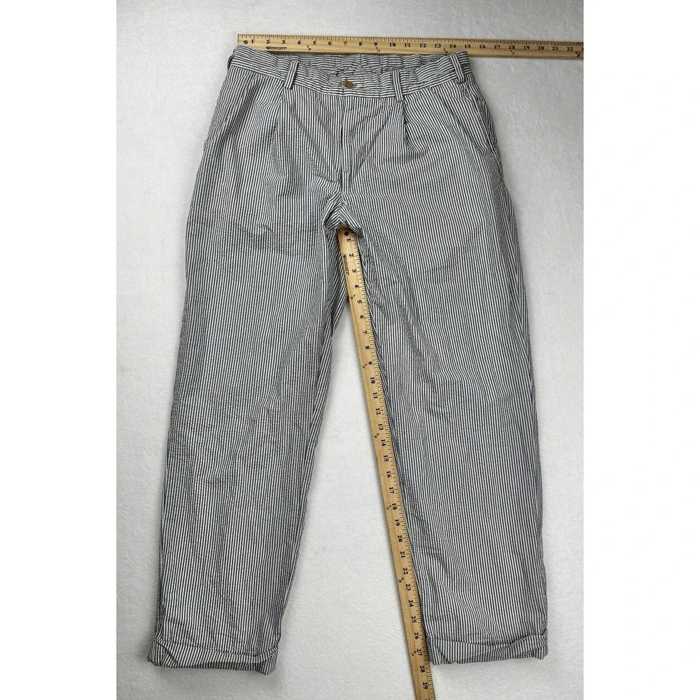 Bills Khakis Striped Pants Blue White Classic Fit Size 33 Cotton USA Seersucker